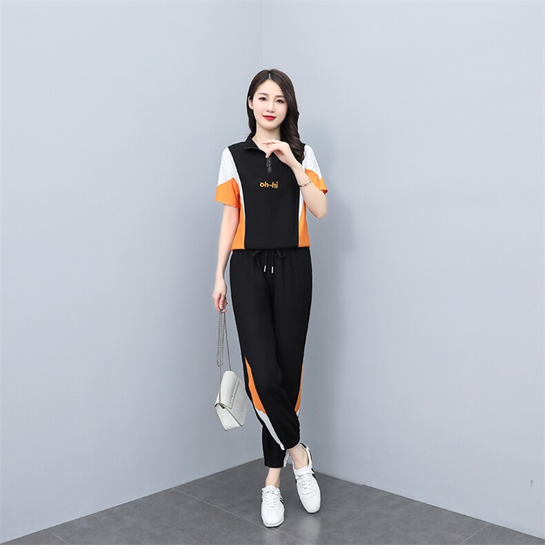 夏季休闲时尚运动服套装女2022新款两件套洋气减龄,女装套装/套裙,雅佳俏