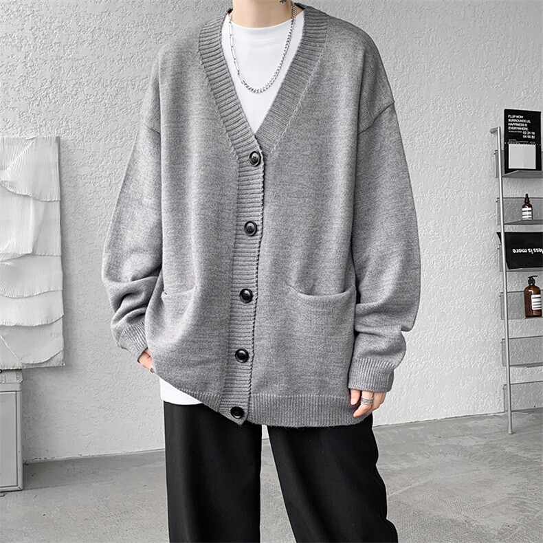 8XL-M大码V领开衫毛衣外套男日系复古宽松慵懒风针织衫KS002p55,男装针织衫/毛衣,电商B312