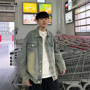 2025春款港风男士复古水洗宽松休闲牛仔夹克外套JK03-P78-控108图片