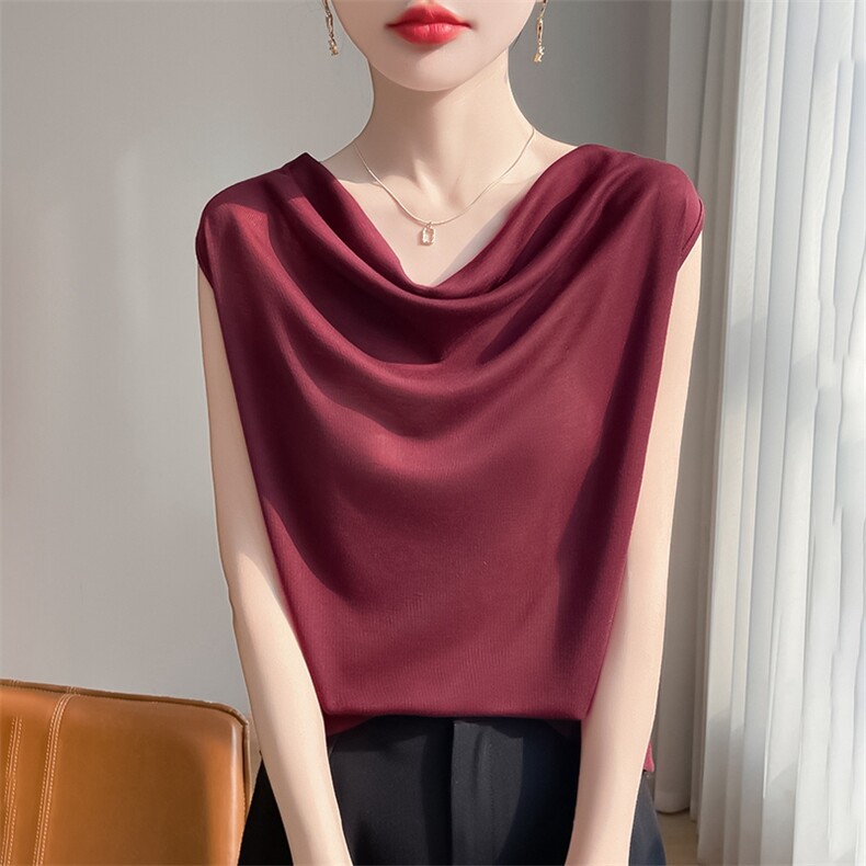 简约时尚无袖女士春季新款宽松遮肚百搭打底背心,针织衫/毛衣,绒宛羊绒