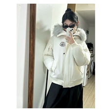 黄子弘凡同款连帽毛领派克羽绒棉服复古保暖网络图，男装棉衣，星座410-7