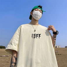 抖音得物二开现货220克夏装重磅美式高街宽松短袖t恤MT101，男装T恤，电商A486-1