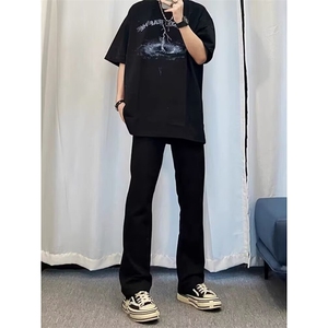 微喇牛仔裤男窄版直筒修身加厚加绒美式高街潮牌Z701R P38图片