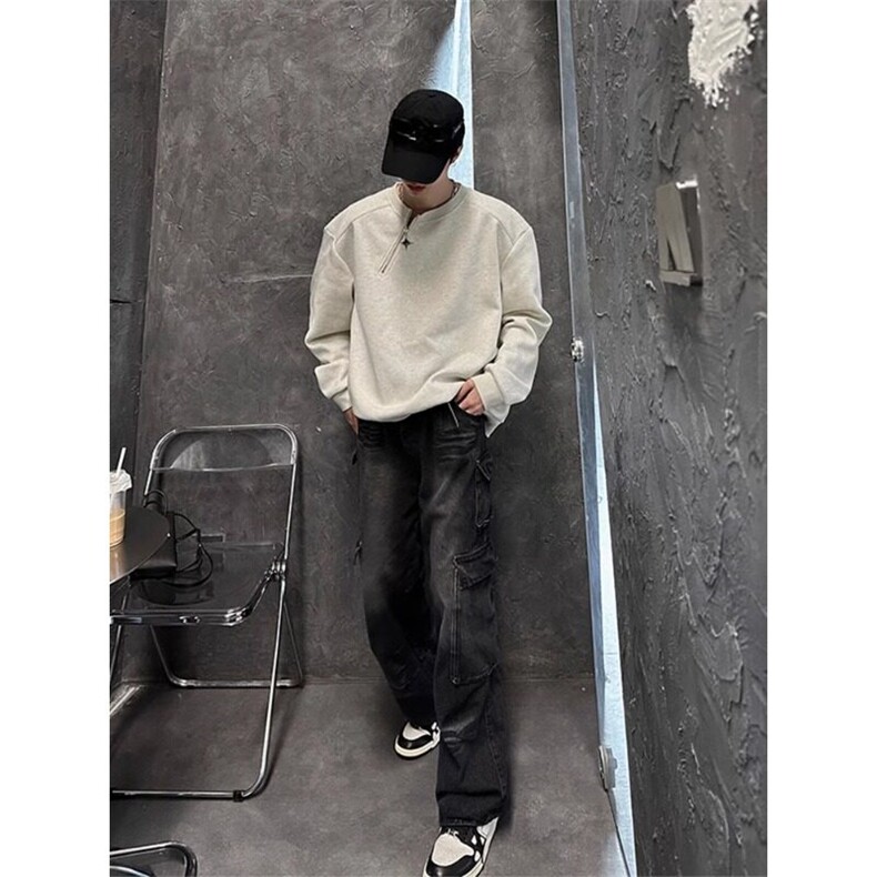 半拉链拼接卫衣潮牌圆领小众设计高级感痞帅上衣服WY32特P40,男装卫衣,星座908-1
