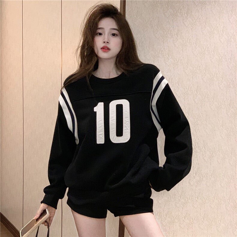 EE140-P65华棉加绒加厚卫衣女秋冬宽松设计感圆领韩版保暖上衣,男装卫衣,星座911-3