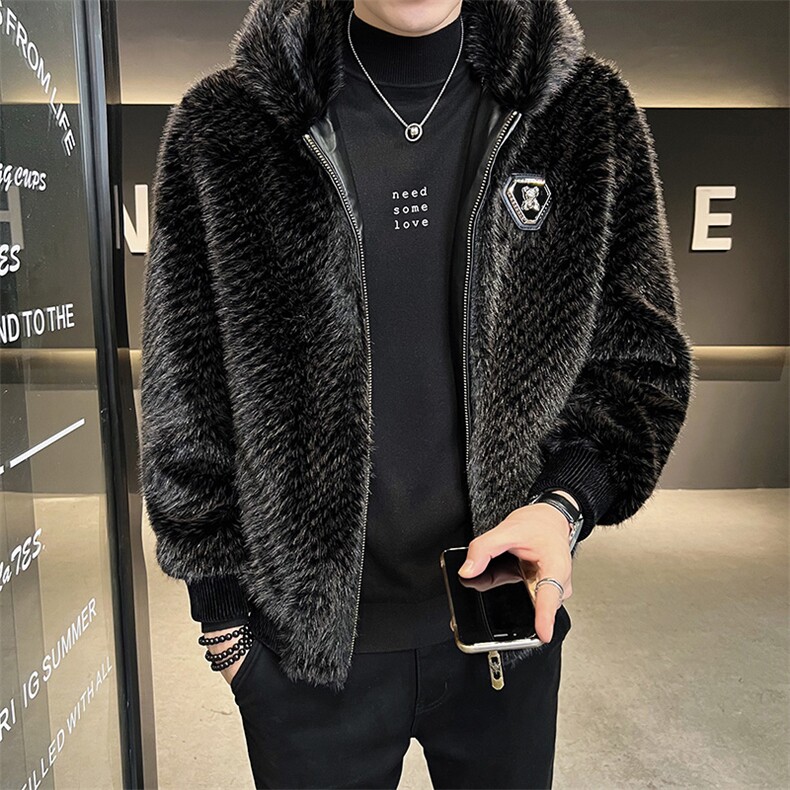 冬男士连帽外套中年商务休闲金貂绒夹克保暖上衣ZX8922-P255,男装夹克,星座1105-3