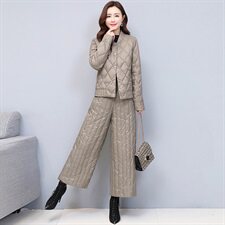 羽绒服套装女2024冬季新品中青年气质显瘦时尚阔腿裤白鸭绒两件套，女装羽绒服，悠米