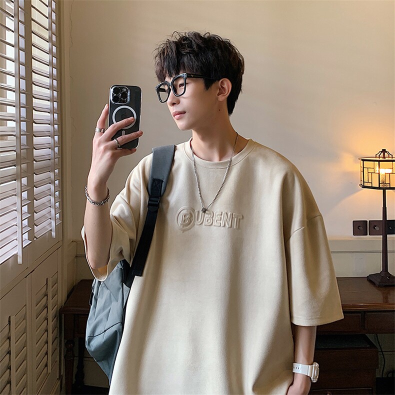 DX507P30港风重磅麂皮绒短袖美式高街t恤男大码半袖男,男装T恤,星座1204-3