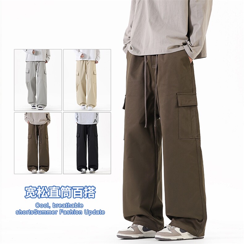 2025秋冬新款休闲男裤厚款直筒宽松松紧腰橡筋工装裤子潮3361-P42,男装工装外套,星座1006