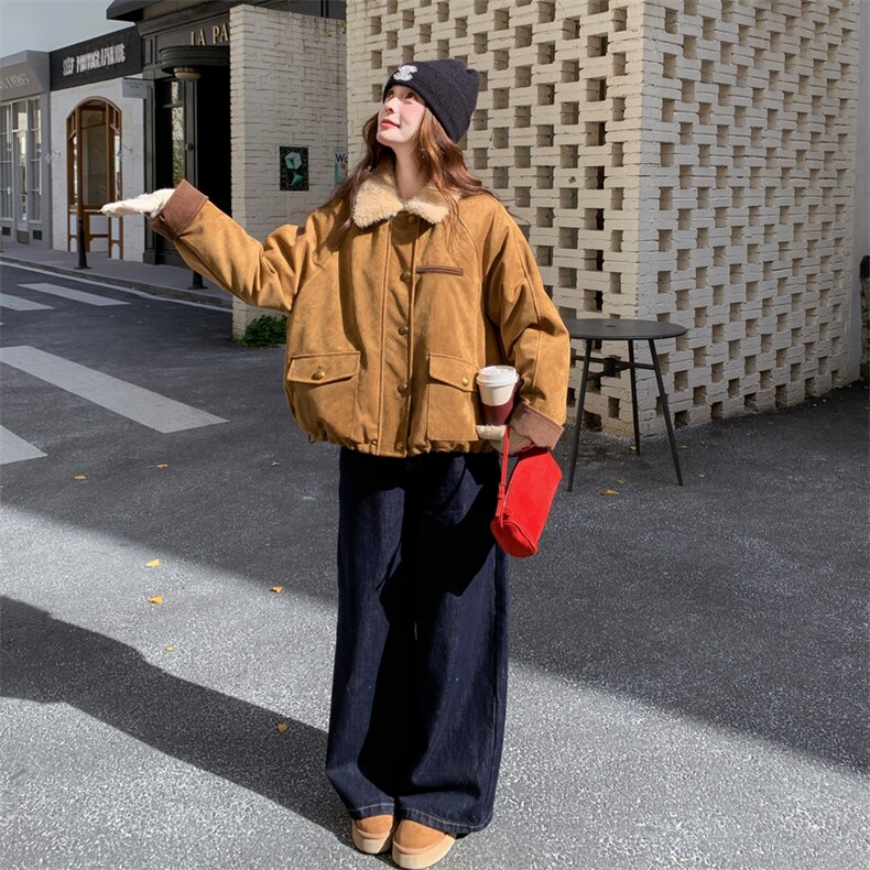 新款主推90绒内胆麂皮羽绒服2680-P275-K408,女装短外套,2C129