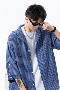 美式复古蓝色连帽/翻领衬衫男衬衣外套上衣DC2243/DC2244-特价P35图片
