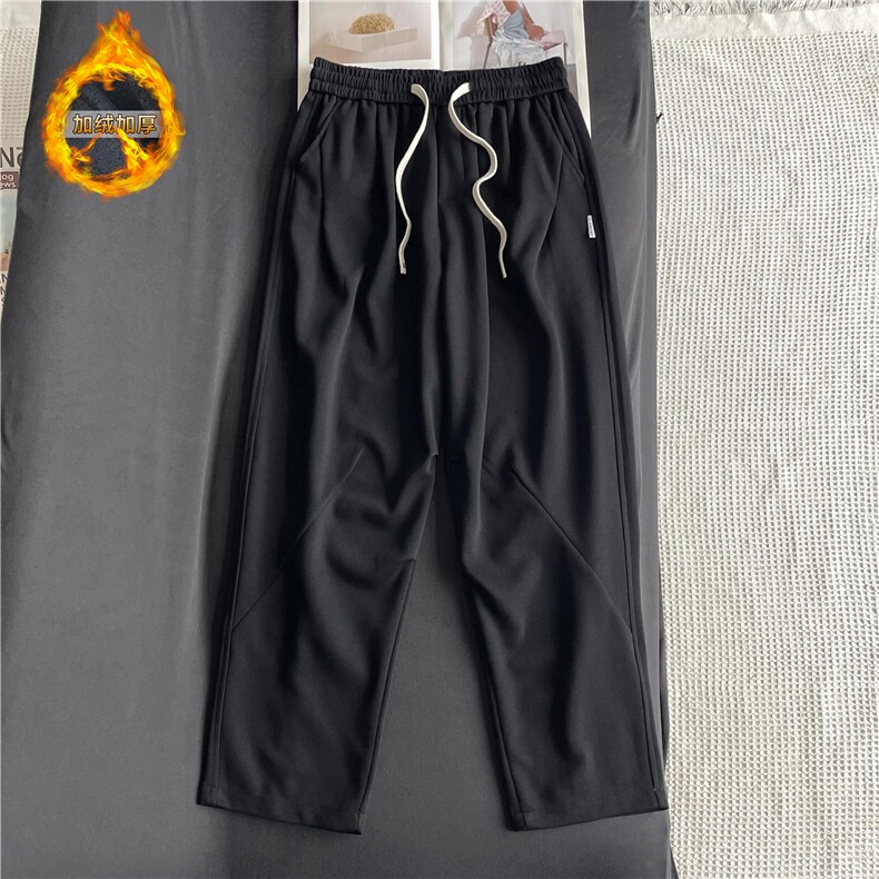 平铺！秋冬季上新加绒款休闲黑色长裤百搭-LK80173JR-特批45,男装卫衣,电商A061