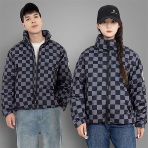 （带报告）90%白鸭绒羽绒服立领棋盘格子加厚外套DB06-P210图片