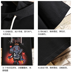 LD54221-P45连帽短袖t恤男大码胖子带帽五分袖中袖砖墙挂拍，男装T恤，电商A040A