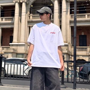 万针全刺绣工艺抖音得物高品质260克重磅纯棉双纱美式高街短袖T恤图片