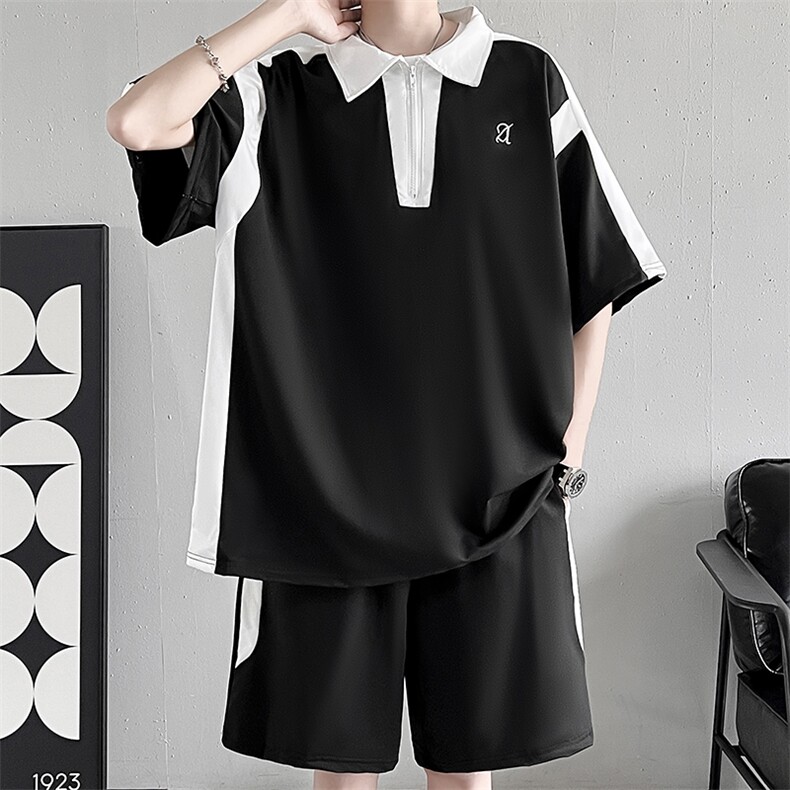 高品质夏款男运动套装印花短袖体恤POLO衫短裤套装TZ141P45,男装牛仔裤,星座1013-1