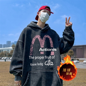 500克重磅美式印花做旧加绒加厚水洗卫衣冬SL1668图片