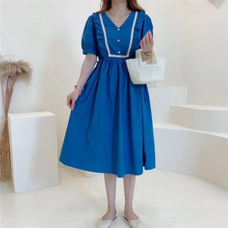 棉布连衣裙，女装连衣裙，左播