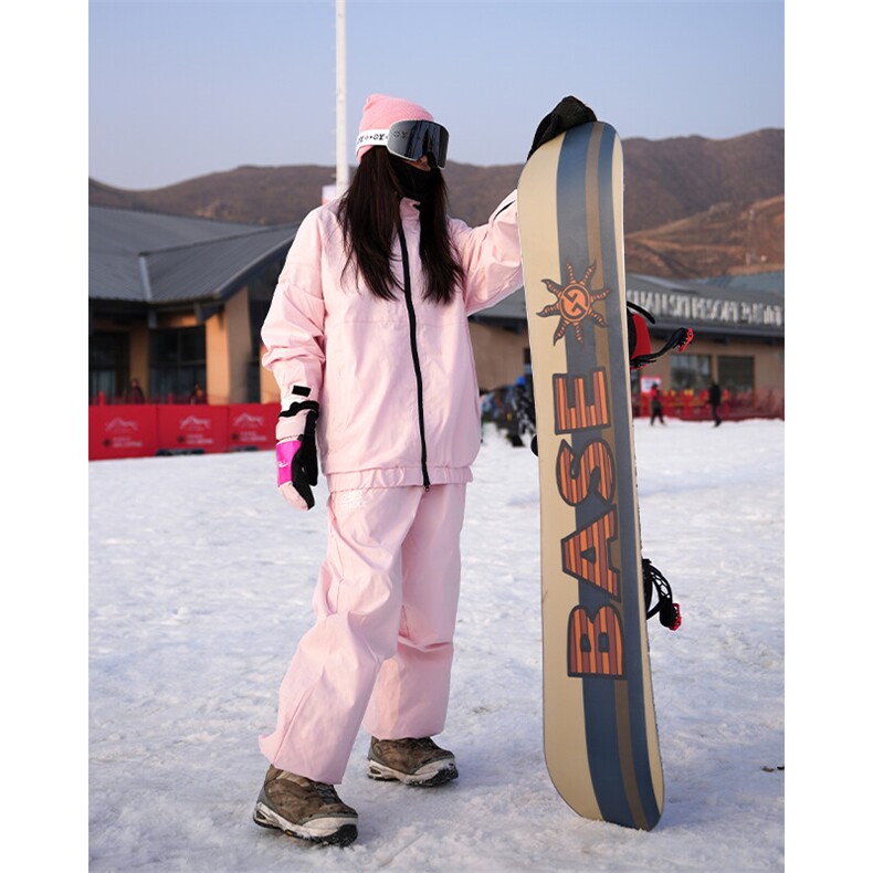冬季户外运动防水双板男女加厚加绒连帽滑雪服衣裤套装TZ032-P210图片