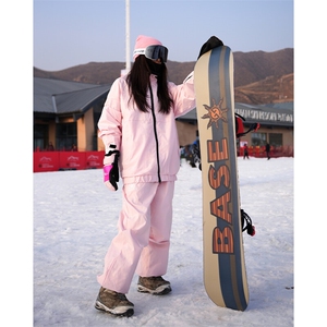 冬季户外运动防水双板男女加厚加绒连帽滑雪服衣裤套装TZ032-P210图片