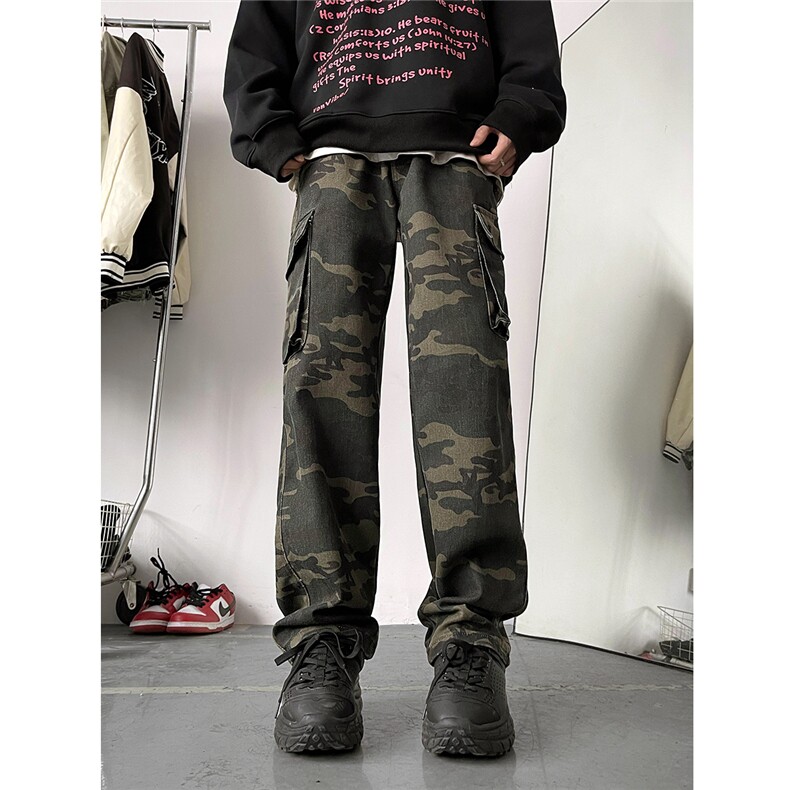 现货~美式复古vibe高街休闲裤迷彩水洗工装裤XZ502-K728-P55控78，男装工装外套，星座502