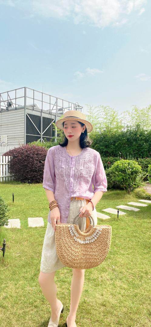 纯苎连衣裙小衫裤子裙子衬衣 时尚风 风淑女风休闲风，女装连衣裙，川哲