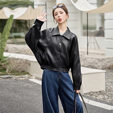 海宁皮衣外套女短款2025秋季新款宽松显瘦设计感小众pu皮夹克上衣，女装皮衣，潮流依族