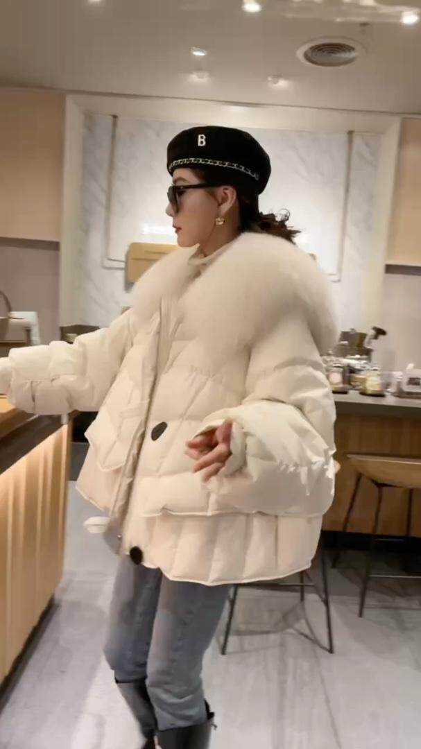 大毛领海军领羽绒服大，女装羽绒服，泰靡(1F)