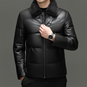 BG-H23013冬季男士海宁真皮羽绒服绵羊皮夹克鹅绒内胆百搭外套图片