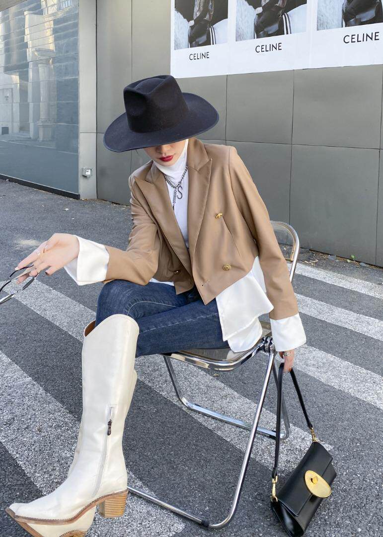 拼接款皮衣，女装皮衣，斯瑞威