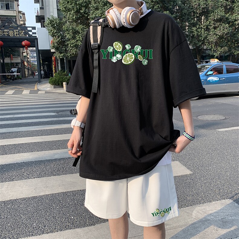 2025夏季港风纯棉运动短袖短裤套装男A161-2-TZ102-P55,男装牛仔裤,电商A161-2