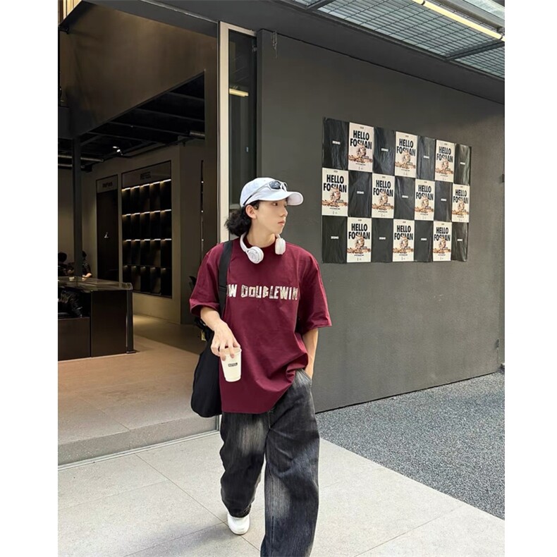 软金属印花垫肩T恤纯棉短袖宽松设计感半袖1213-T2429-P35网图,男装T恤,星座1213
