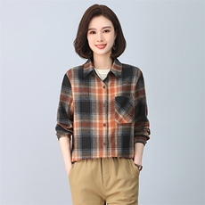 2025年春秋装新款潮格子衬衫宽松显瘦韩版气质百搭衬衣女减龄，女装衬衫，独衣靓