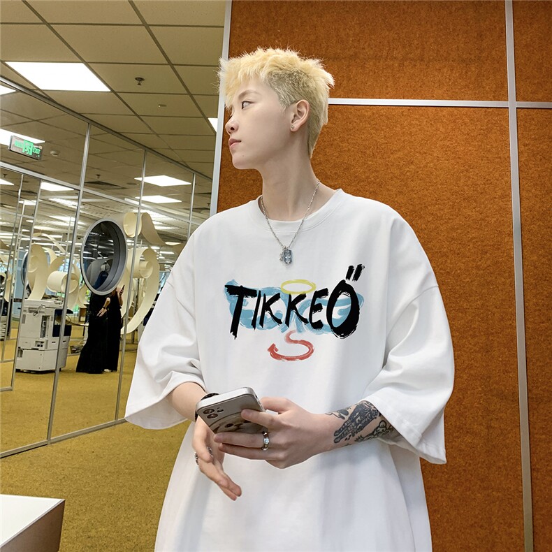 潮牌街头宽松ins半袖上衣休闲男士涂鸦创意短袖T恤 D328-T470-P28图片