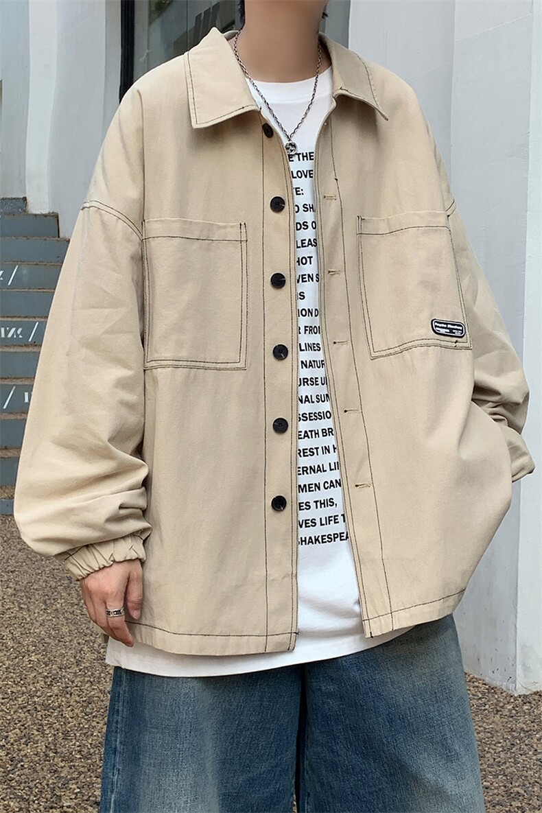 XZ213-JK21-P75控88港风大码日系cityboy高级感翻领工装衬衫夹克,男装夹克,星座213