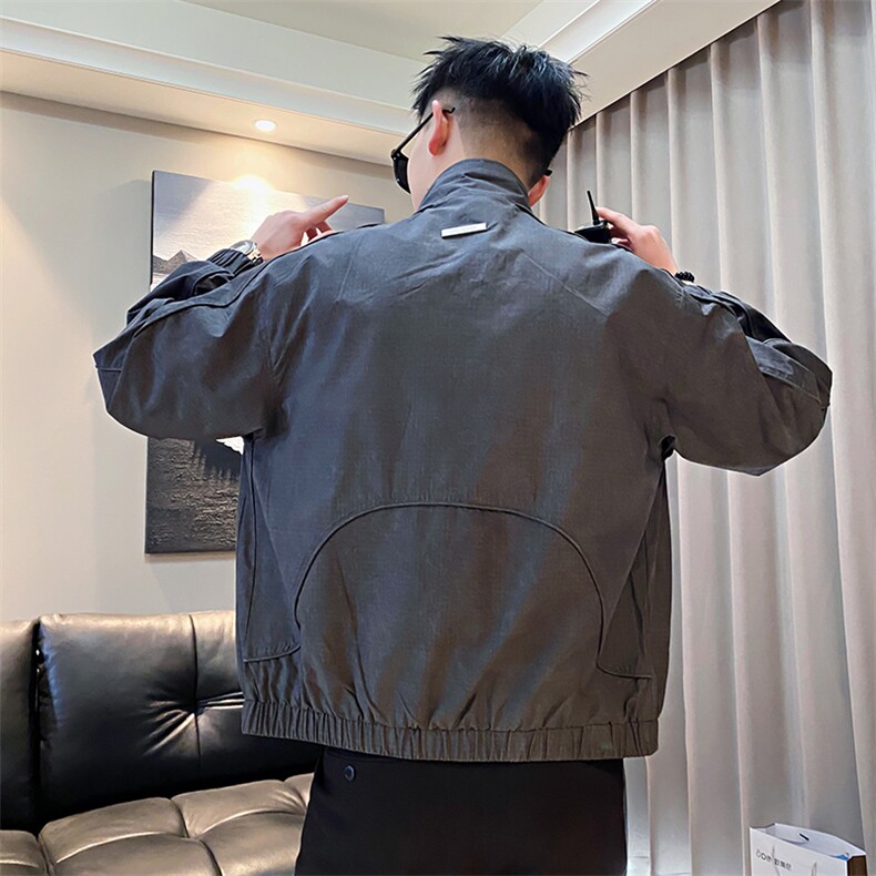 AF178/特P128控168春季社会小伙高级设计感时尚痞帅夹克男灰首,男装夹克,星座305B-1