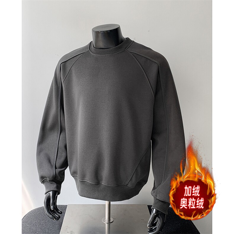 加绒500克重磅拼接结构板圆领卫衣撞色奥粒绒外套RH5317JR-P57,女装短外套,星座610B-1