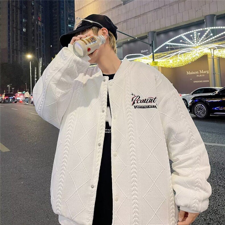 DRS18-P68美式夹克外套男小香风格子加棉加厚潮牌港风棒球服,男装棉衣,星座603-2