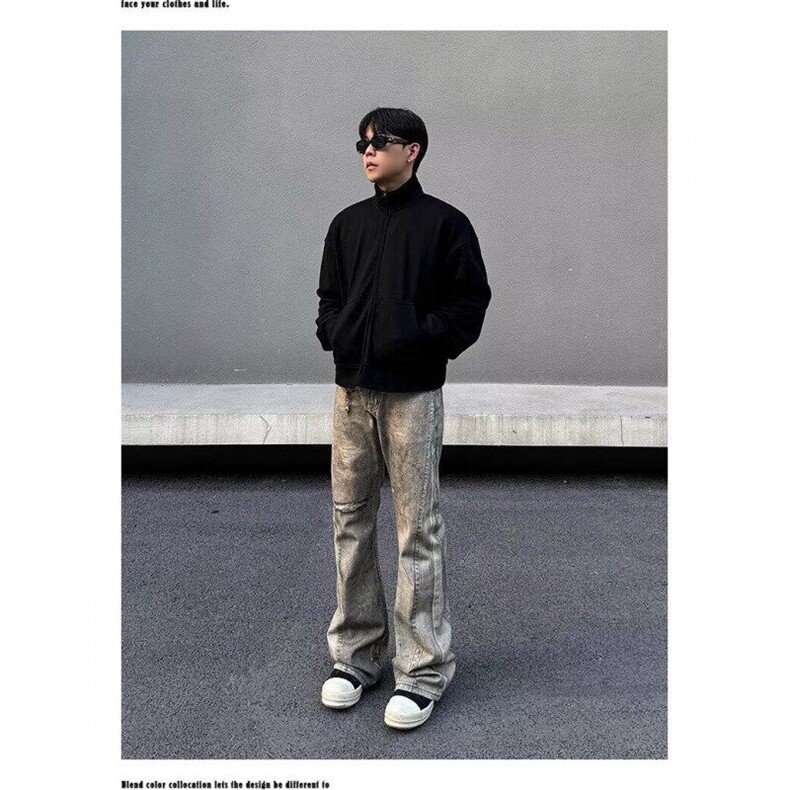 高街美式复古水洗褶皱牛仔裤宽松微喇痞帅裤子-NZ367-网络图,男装牛仔裤,星座1002-2
