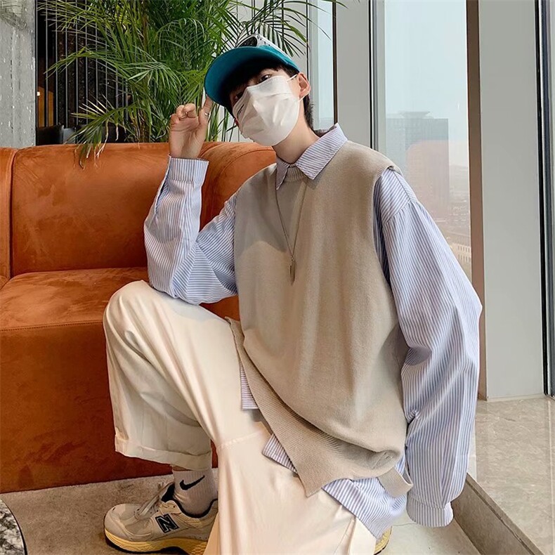 马甲毛衣男ins潮牌韩版宽松无袖港风潮流百搭开叉背心MJ404-P35,男装背心/马甲,星座1008