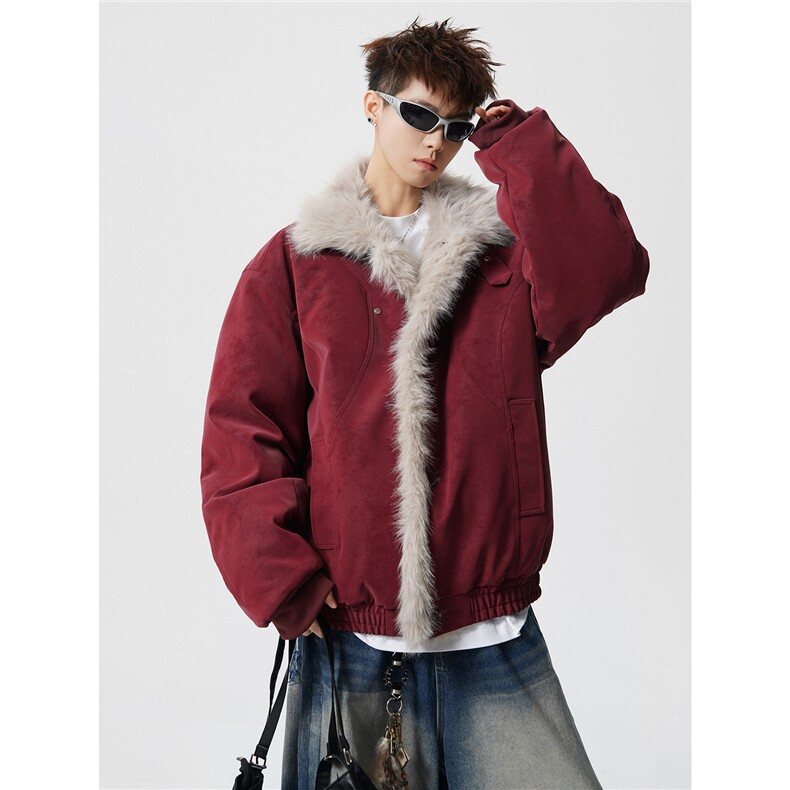 现货皮质座山雕棉服美式翻领毛毛重磅情侣外套A170-M915-TP112,男装棉衣,电商A170
