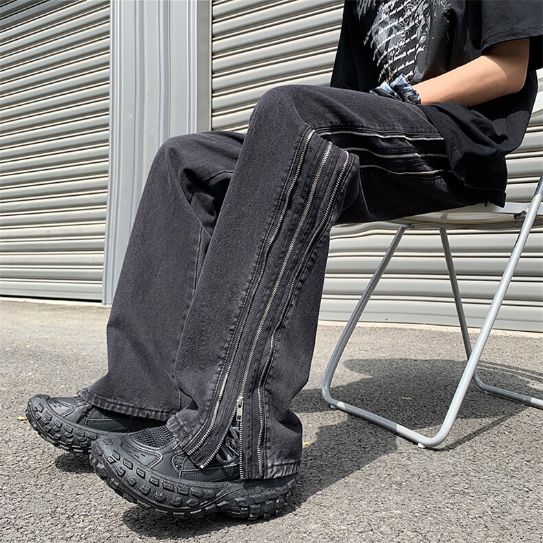 牛仔高街拉链牛仔裤水洗牛仔开叉裤313A-1-NZ035-P65控78,男装牛仔裤,星座808A-1
