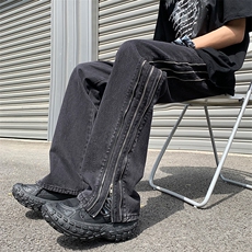 牛仔高街拉链牛仔裤水洗牛仔开叉裤313A-1-NZ035-P65控78，男装牛仔裤，星座808A-1