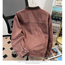 港风秋款男牛仔夹克衫大口袋PU皮领宽松休闲外套JK8876P75，男装工装外套，星座1013-1