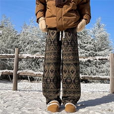 8XL-M羊羔绒裤子男冬季加绒加厚民族风重磅针织棉裤大码KZ023P78，男装民族服装，电商B312