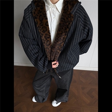 复古牛仔条纹棉服男冬季潮牌宽松情侣加厚保暖棉袄潮LS50399-p115，男装棉衣，星座1008