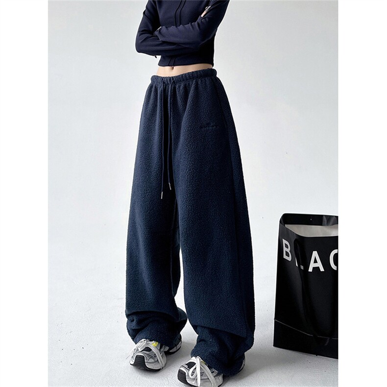 现货加厚摇粒绒刺绣裤子休闲裤男女冬季新款简约百搭刺绣卫裤潮，男装休闲裤，星座302B-3