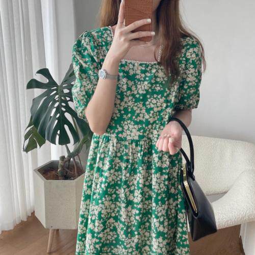 方领珍珠连衣裙，女装连衣裙，TVMV(4F)