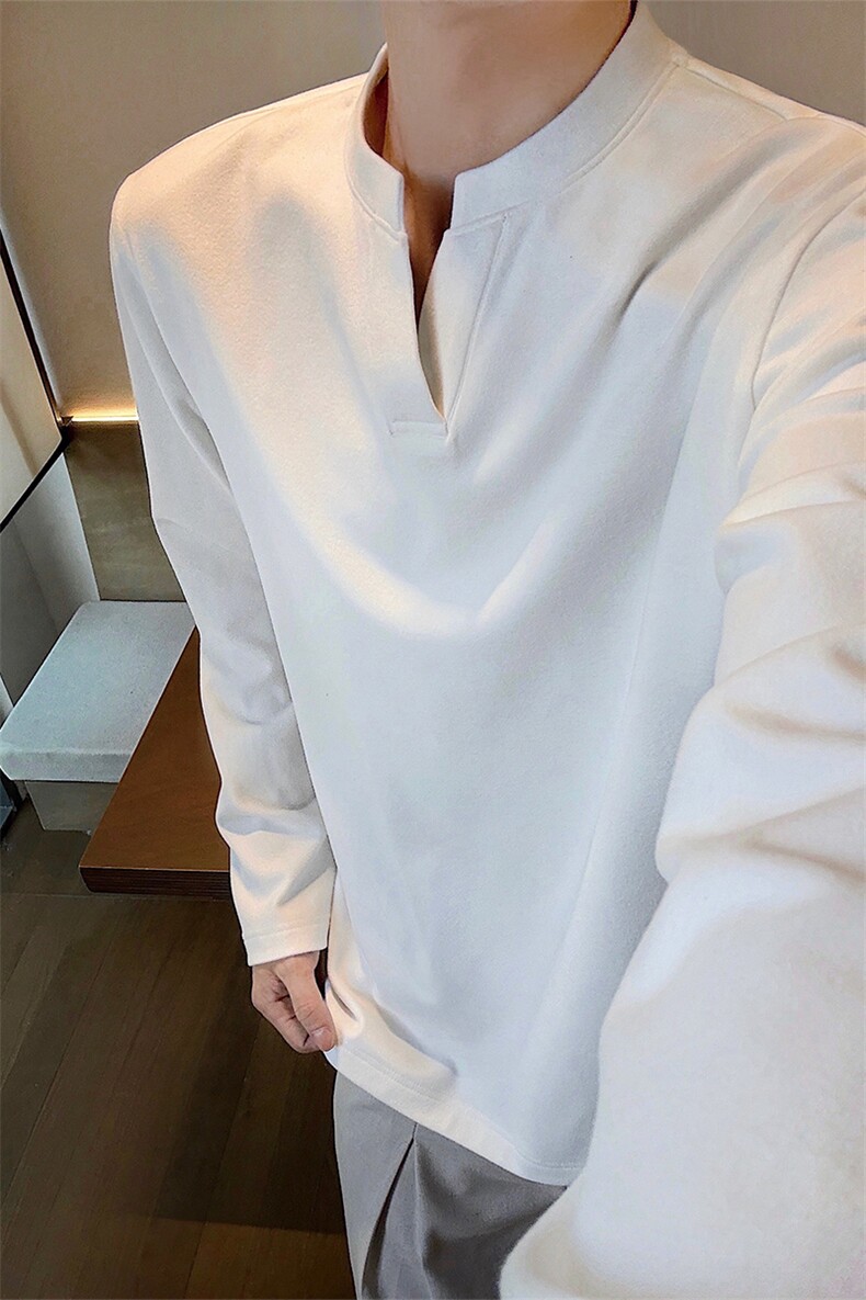 保暖德绒打底衫V领宽松内搭男女同款叠穿上衣5Q4088-TP1838,男装卫衣,电商A102