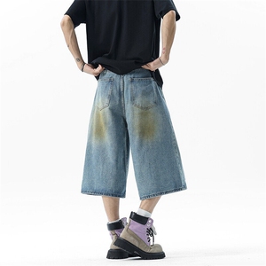 2025款复古做旧脏洗感牛仔裤废土风宽松直筒七分休闲裤YD704-P55,男装牛仔裤,星座509